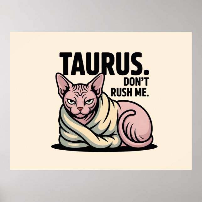 Taurus Sphynx Cat Zodiac Attitude Illustration Poster (Framsidan)