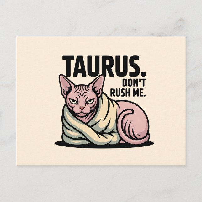 Taurus Sphynx Cat Zodiac Attitude Illustration Vykort (Framsida)