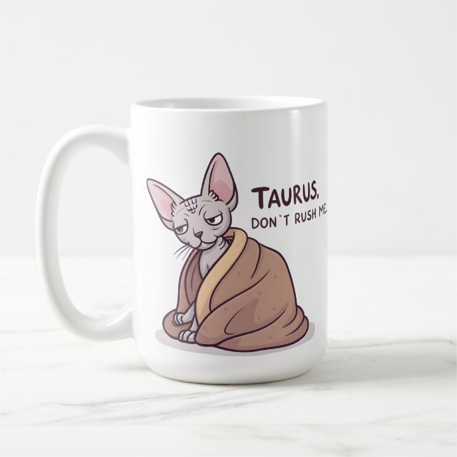 Taurus Sphynx Katt Lugn Zodiak Attityd Konst Kaffemugg (Vänster)