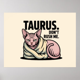Taurus Sphynx Katt Zodiak Attityd Illustration Poster