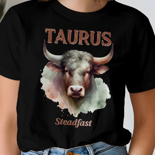 Taurus Steadfast Watercolor Bull Zodiac-tecken T Shirt
