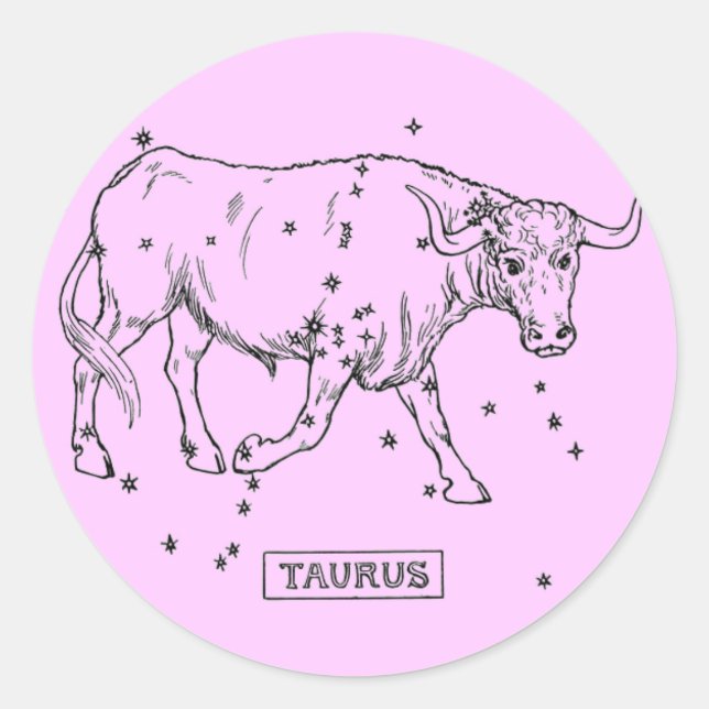 Taurus Sticker Runt Klistermärke (Framsida)