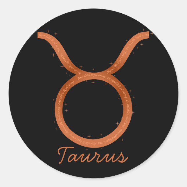 Taurus Sticker Runt Klistermärke (Framsida)