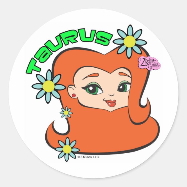Taurus Stickers Runt Klistermärke (Framsida)