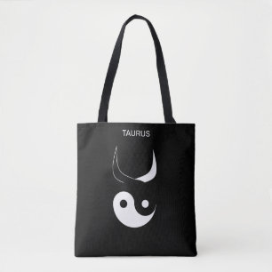 Taurus & Stilig Svart & Vit Yin Yang på Svart Tygkasse