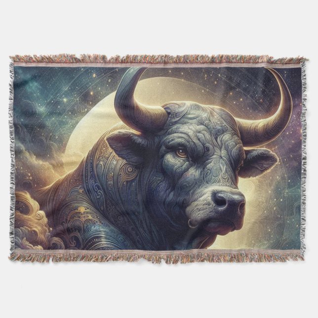Taurus Stjärntecken Konst - Majestätisk Oxe Filt (Framsidan)