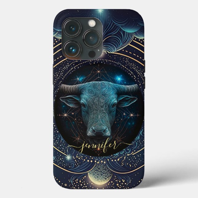 Taurus stjärntecken svart och guld Case-Mate iPhon (Baksida )
