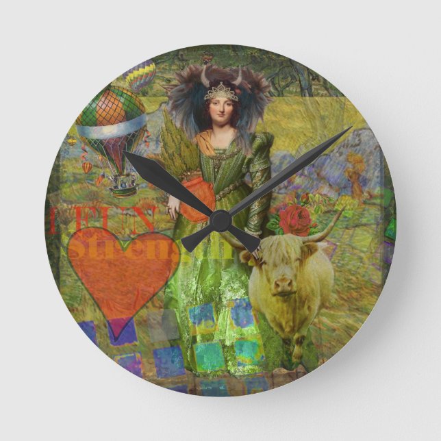 Taurus Surreal Fantasy Steampunk Astrology Rund Klocka (Framsida)