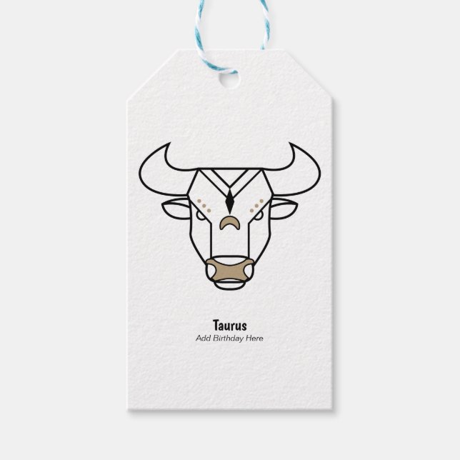 Taurus svarta guld personlig zodiac presentetikett (Framsidan)