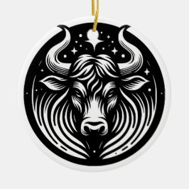 Taurus-symbol och brickor för Horoscope Julgransprydnad Keramik