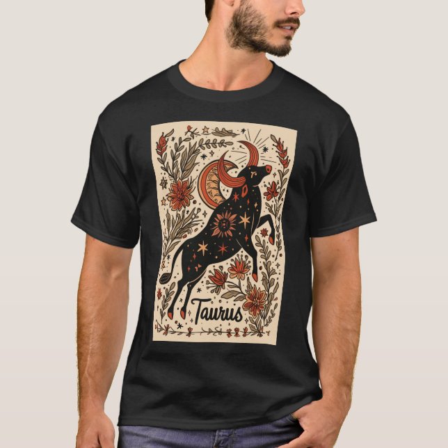 Taurus - T-Shirt Celestial Zodiac Art (Framsida)