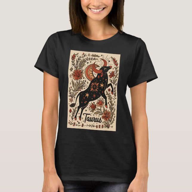 Taurus - T-Shirt Celestial Zodiac Art (Framsida)