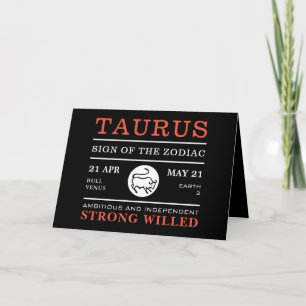 Taurus-tecken för zodiaket, Astrologiskt kort