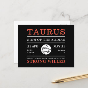 Taurus-tecken på Zodiac, Astrologisk Vykort