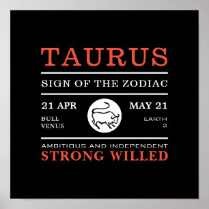 Taurus-tecknet på Zodiac, Astrologisk Poster