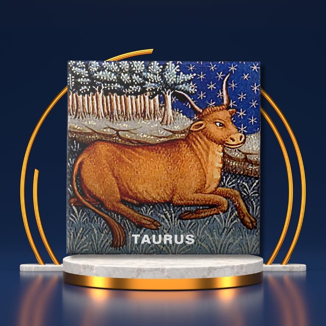 Taurus the Bull Zodiac Sign Födelsedagsfest Kakelplatta (Taurus the Bull Zodiac Sign Birthday Party Ceramic Tile Cover)