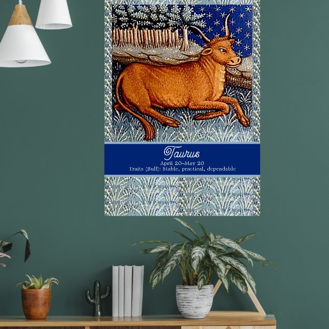 Taurus the Bull Zodiac Sign Födelsedagsfest Poster (Vardagsrum 1)
