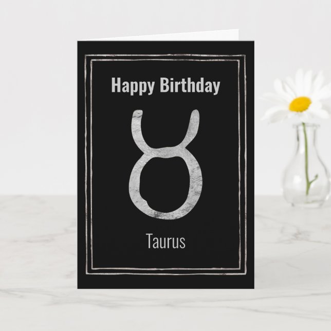 Taurus tjur zodiac silver Grattis på födelsedagen Kort (Liten växt)