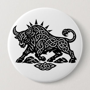 Taurus-tjurens sigill — jordbunden Zodiak-bläckkon Knapp
