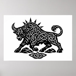 Taurus-tjurens sigill — jordbunden Zodiak-bläckkon Poster