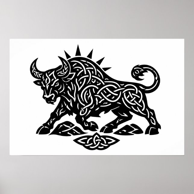 Taurus-tjurens sigill — jordbunden Zodiak-bläckkon Poster (Framsidan)