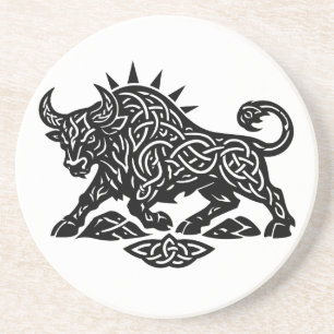 Taurus-tjurens sigill — jordbunden Zodiak-bläckkon Underlägg