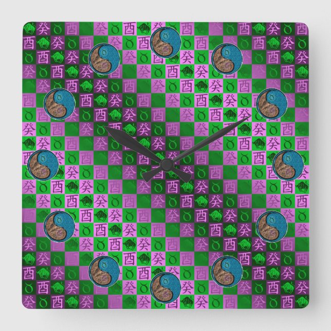 Taurus & Vatten Tupp Fyrkantig Klocka (Framsida)