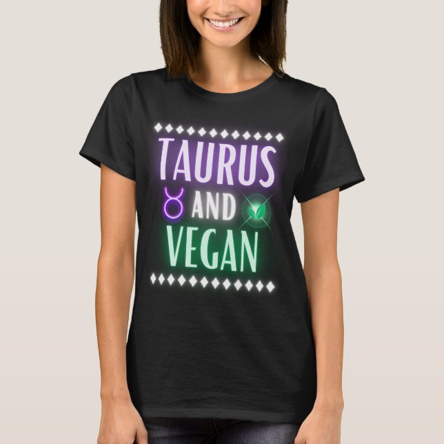 Taurus & Vegan Neon Brev T Shirt (Framsida)