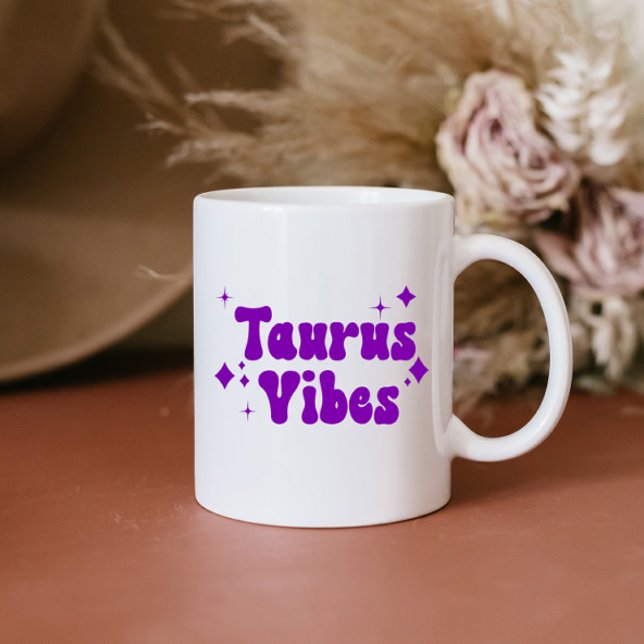 Taurus Vibes Zodiac Astrology Lila Stars Coffee Kaffemugg (Skapare uppladdad)
