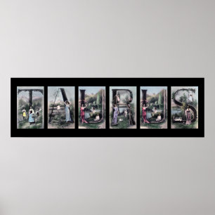 TAURUS Vintage Alphabet Brev Zodiac Sign Art Poster