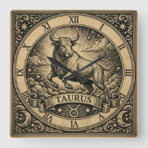 Taurus Vintage Zodiak Väggklocka