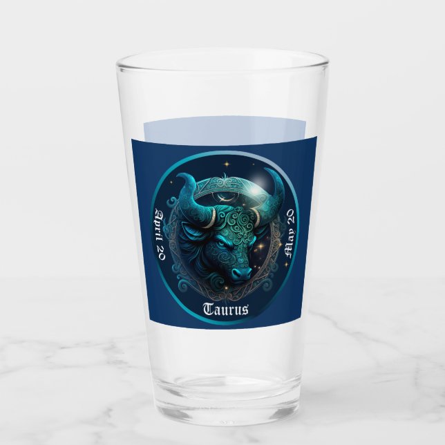 Taurus Zodiac Anpassningsbart Ölglas Glaskopp (Framsida)