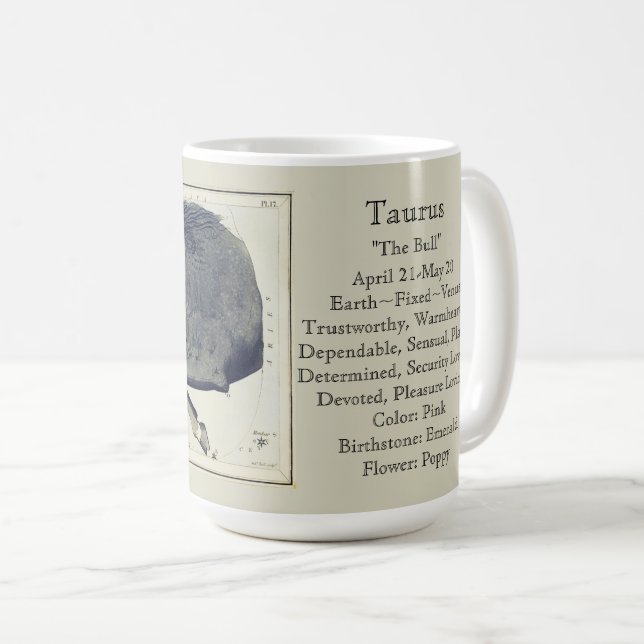 Taurus Zodiac Antique Astronomical Chart Kaffemugg (Framsida höger)