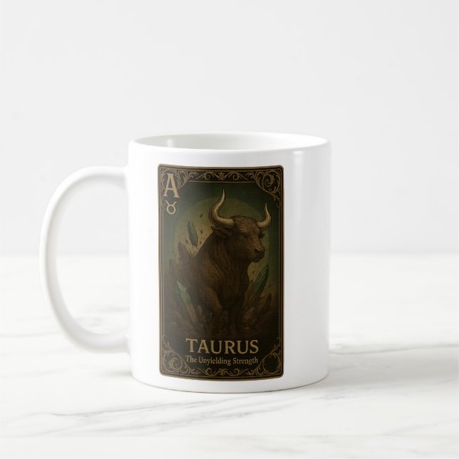 Taurus Zodiac Art – Celestial Bull of Strength Kaffemugg (Vänster)