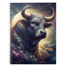 Taurus Zodiac Art - Majestic Bull Anteckningsbok