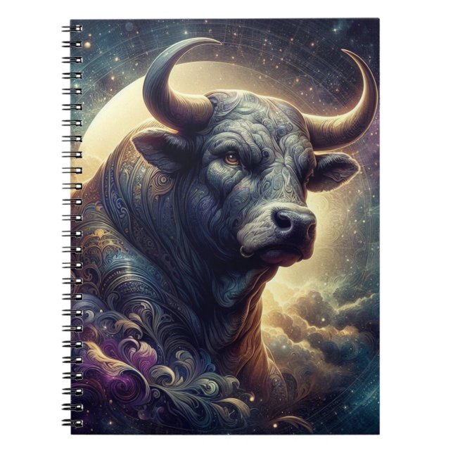Taurus Zodiac Art - Majestic Bull Anteckningsbok (Framsidan)