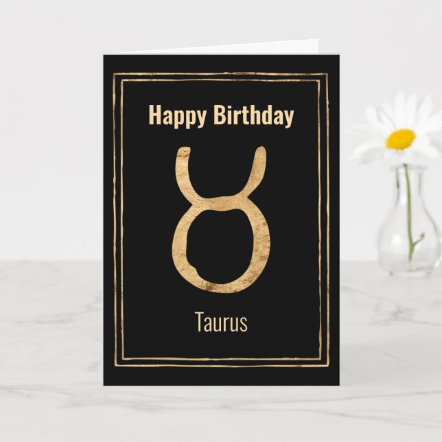 Taurus zodiac astrology guld Grattis på födelsedag Kort (Liten växt)