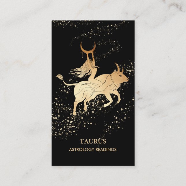 *~* TAURUS Zodiac Astrology Readeds Måne Bull Visitkort (Framsida)