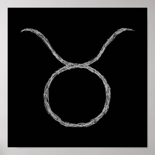 Taurus. Zodiac Astrology-tecken. Svart. Poster (Framsidan)