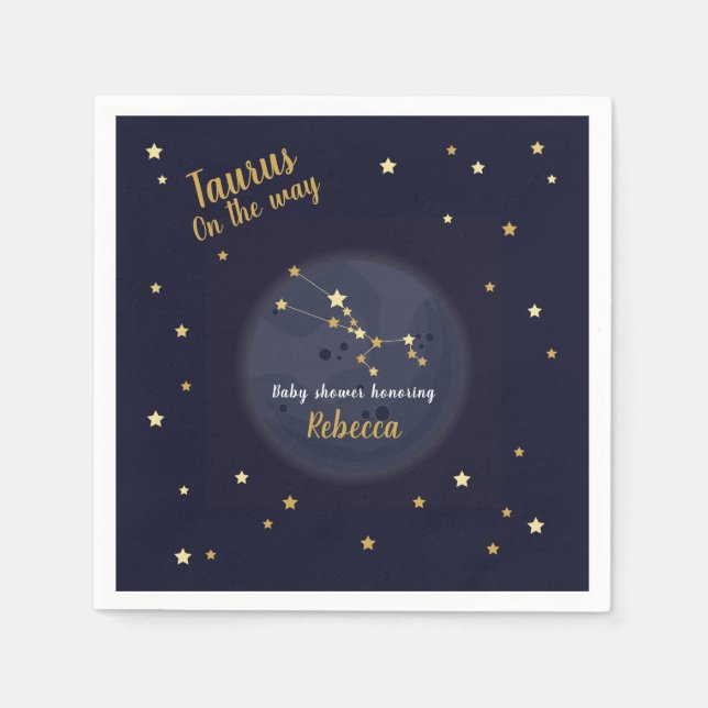 Taurus zodiac babydusch pappersservett (Framsidan)