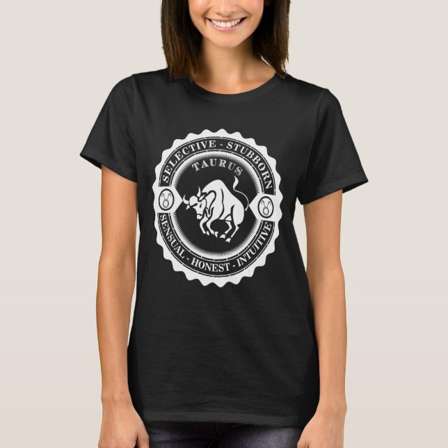 Taurus Zodiac Birth Sign 2 T Shirt (Framsida)