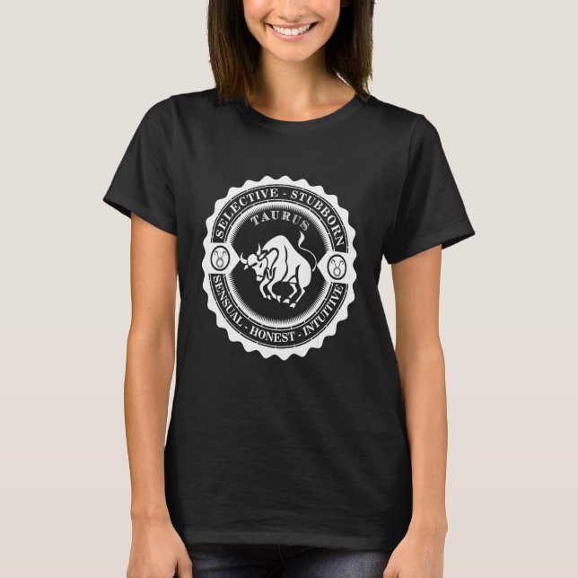 Taurus Zodiac Birth Sign 2 T Shirt (Framsida)