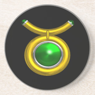TAURUS ZODIAC BIRTHDAY JEWEL Emerald,Guld ,Black Underlägg