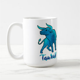 Taurus zodiac Bull blue glitter April 20-May 20 Kaffemugg
