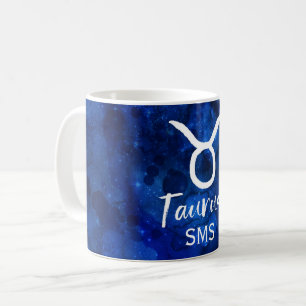 Taurus Zodiac Constellation Blue Galaxy Monogram Kaffemugg