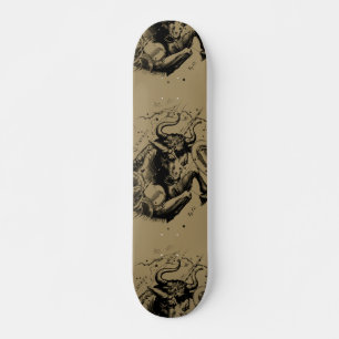 Taurus Zodiac Constellation Hevelius 1690 på Taupe Mini Skateboard Bräda 18,5 Cm