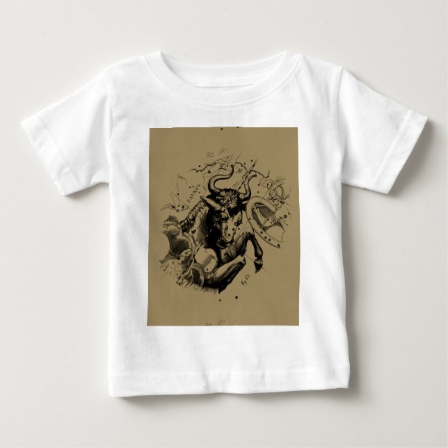 Taurus Zodiac Constellation Hevelius 1690 på Taupe T-shirt (Framsida)
