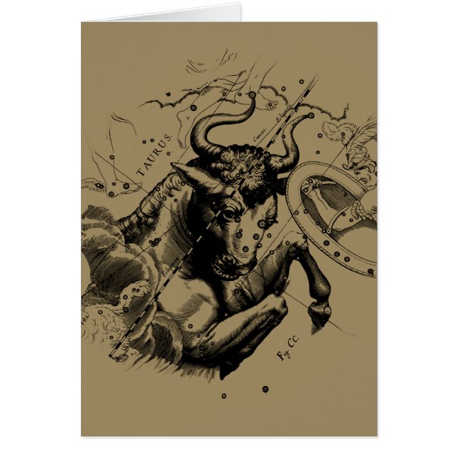 Taurus Zodiac Constellation Karta Hevelius 1690 Hälsningskort (Framsidan)