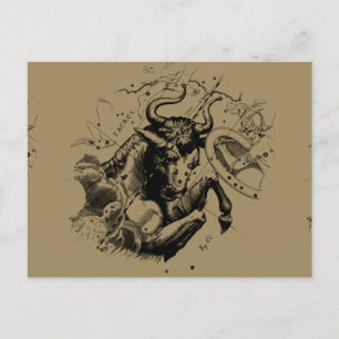 Taurus Zodiac Constellation Karta Hevelius 1690 Vykort