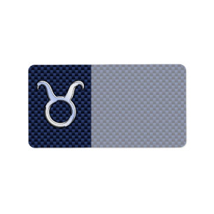 Taurus Zodiac Decor Navy Blue Carbon Fiber Skriv u Adressetikett